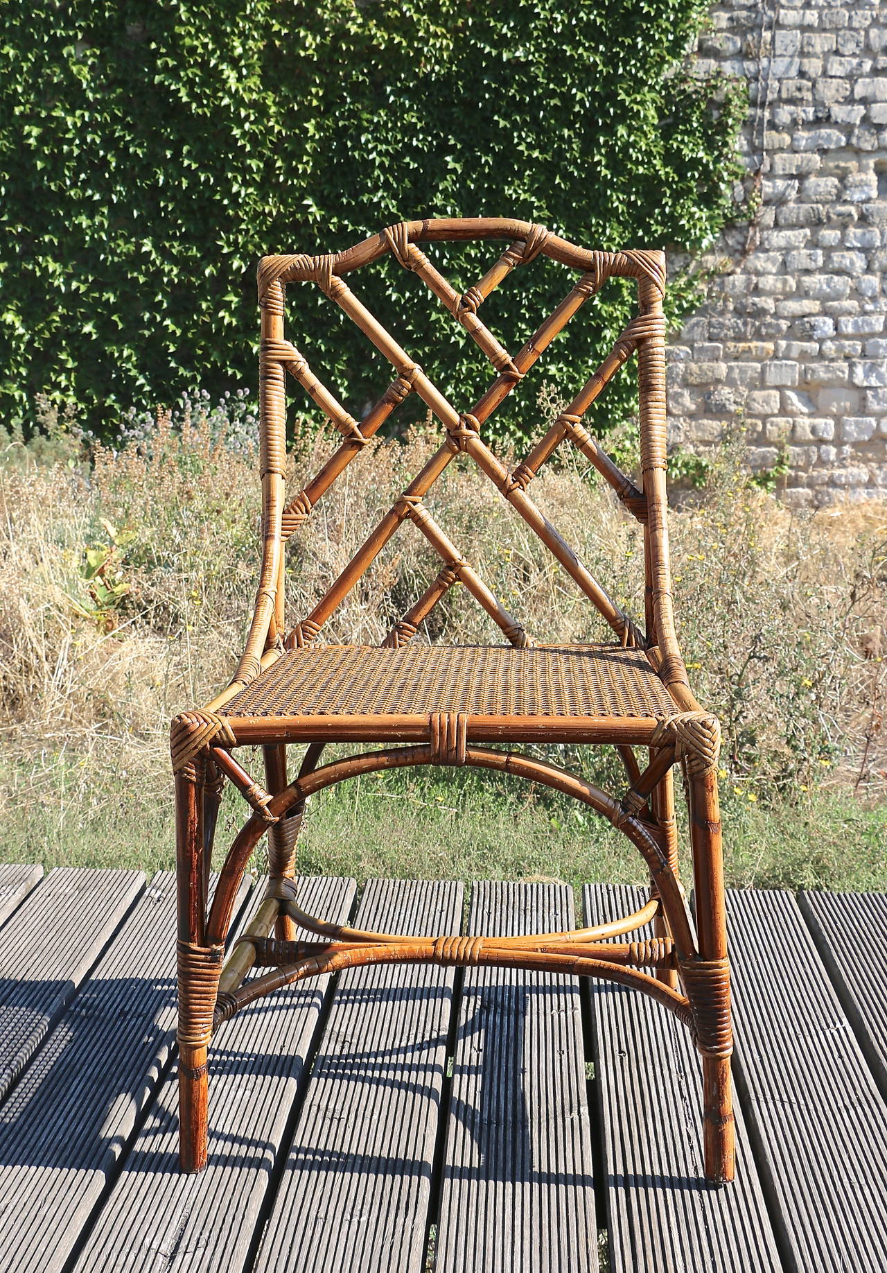 Six Bamboo Chairs with Canned Seats 3