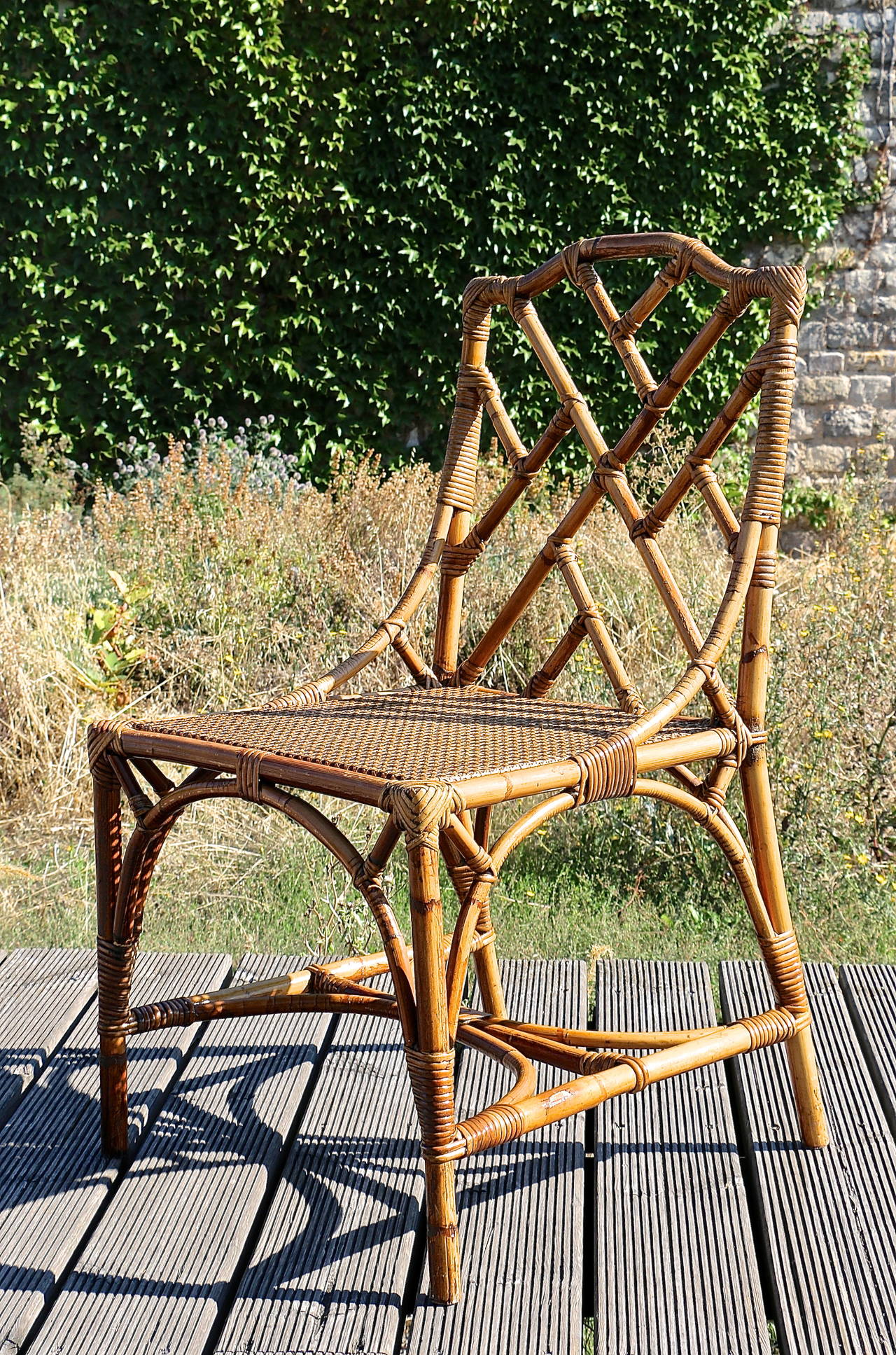 Six Bamboo Chairs with Canned Seats 2