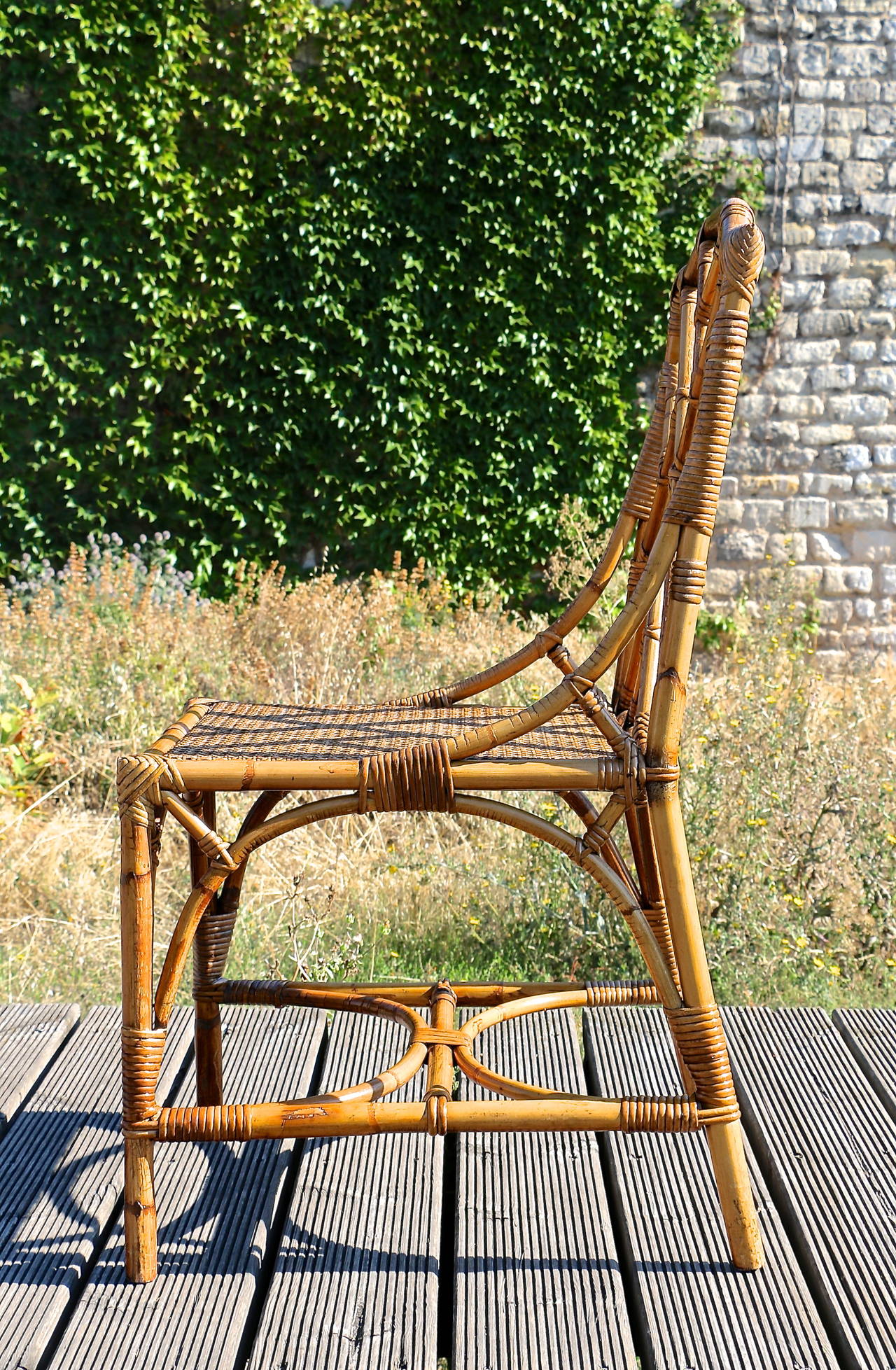 Six Bamboo Chairs with Canned Seats 4