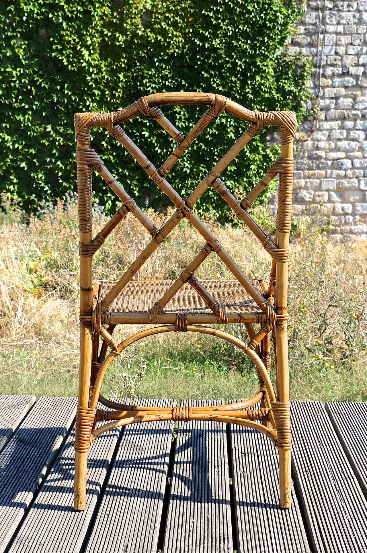 Six Bamboo Chairs with Canned Seats 5
