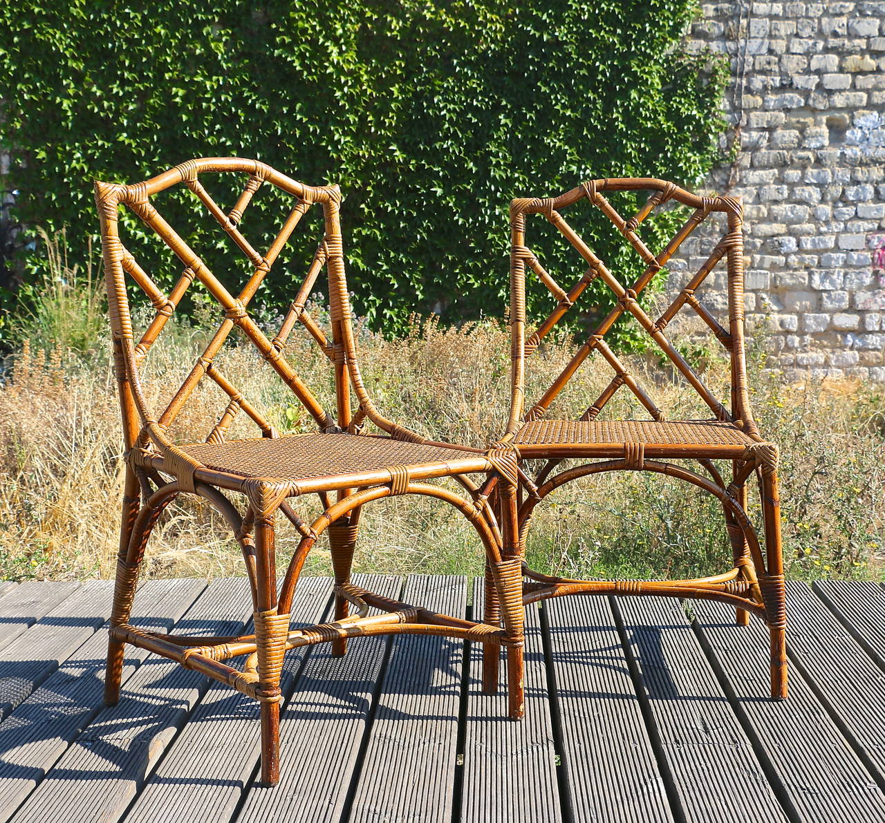Six Bamboo Chairs with Canned Seats 1