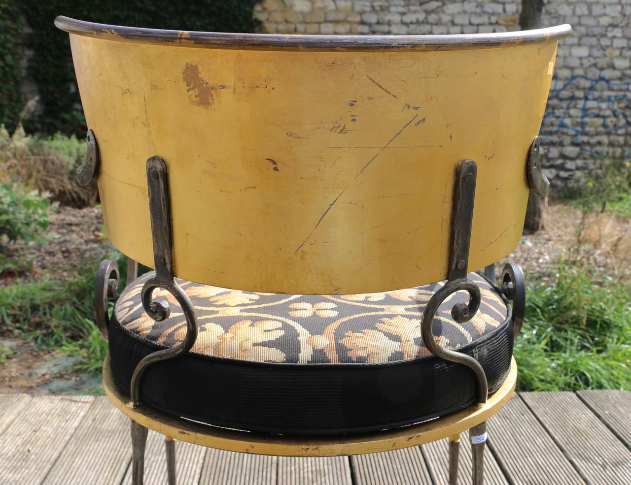 Pair of Armchairs in Gilt Wrought Iron 4