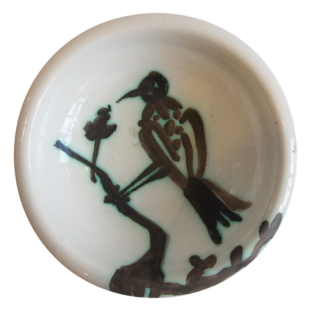 Picasso and Madoura Round Ashtray in White Earthenware Clay, circa 1952