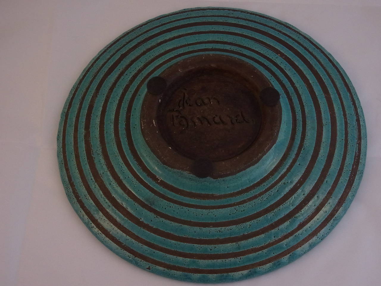 Blue Glazed Ceramic Plate by Jean Besnard, circa 1930