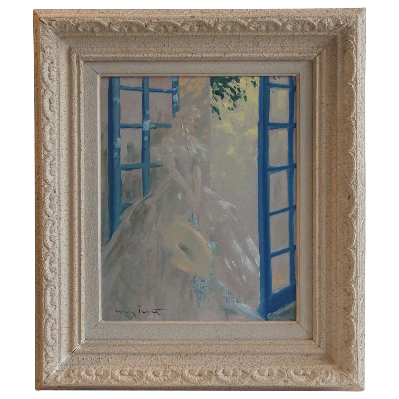 Oil on Isorel Panel Painting by Louis Icart, circa 1920 For Sale
