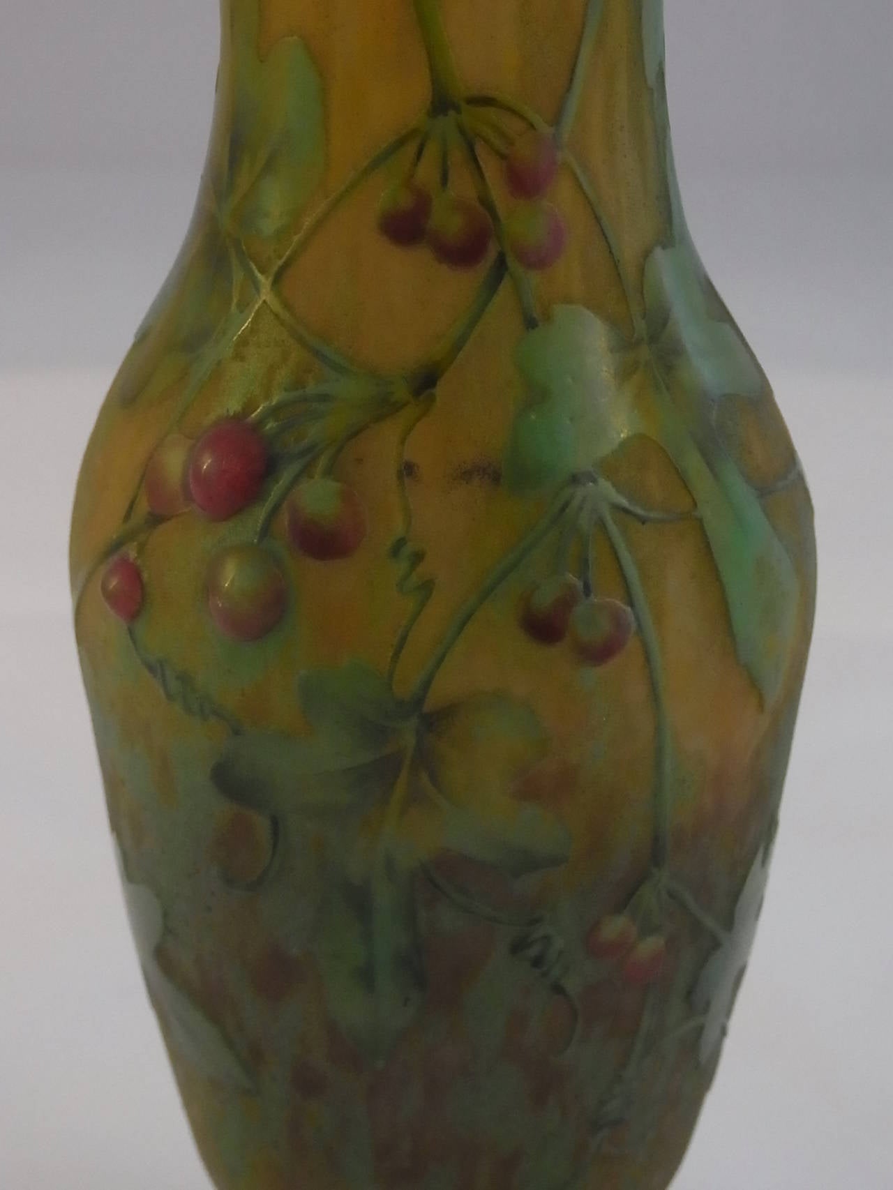 Daum Cameo Glass, Enameled and Applied Vase, circa 1910 In Excellent Condition For Sale In Saint-Ouen, FR
