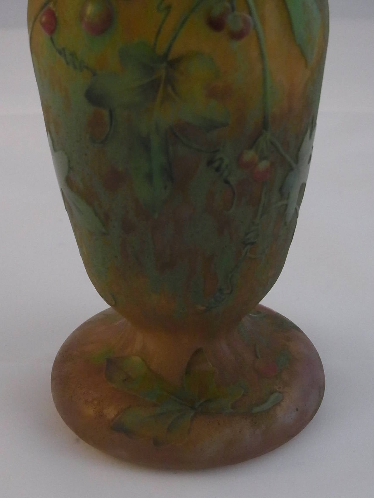20th Century Daum Cameo Glass, Enameled and Applied Vase, circa 1910 For Sale