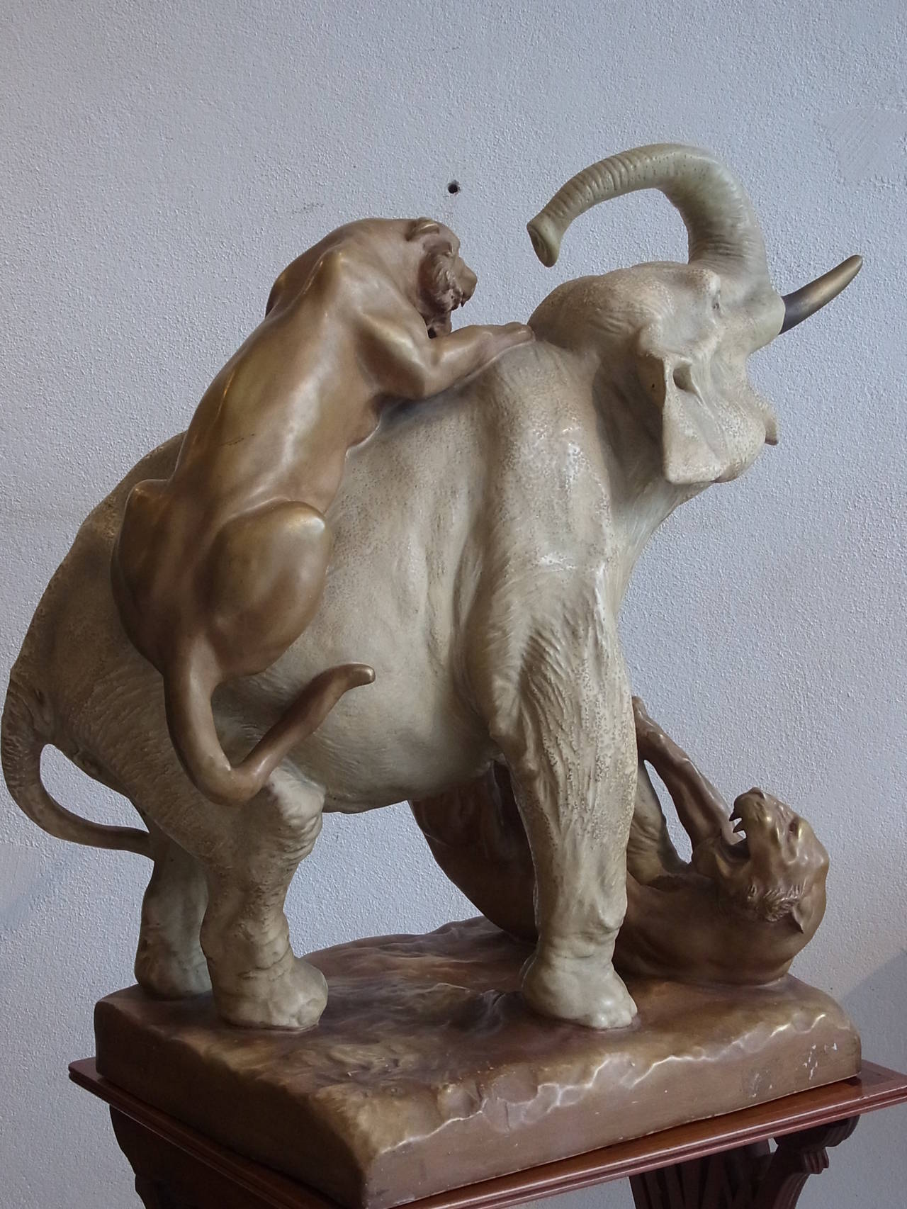 Art Nouveau Large Elephant Ceramic Group by Amphora Austria