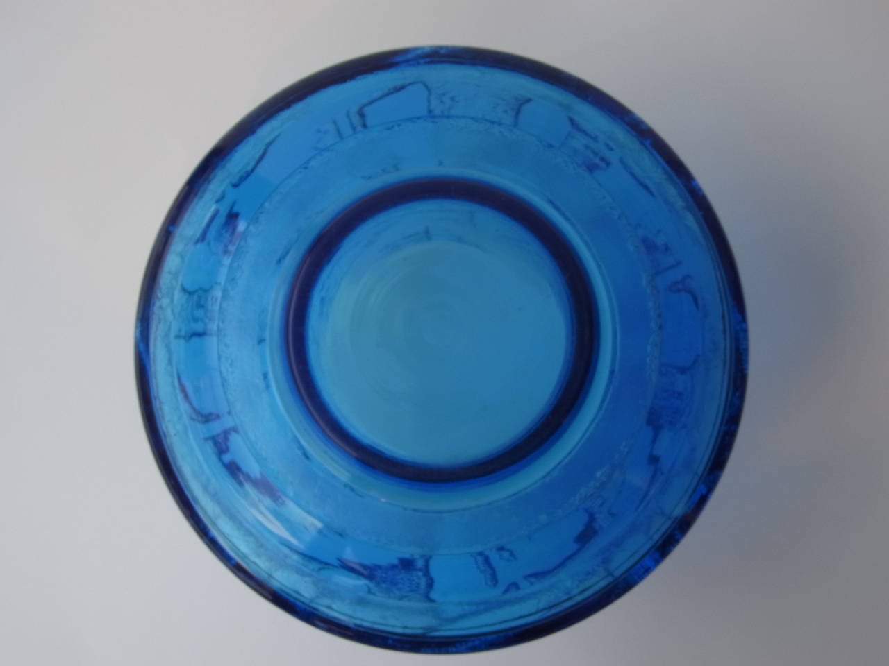 Art Deco Bleu Geometric Decor Acid Etched Glass Vase by Daum In Excellent Condition In Saint-Ouen, FR