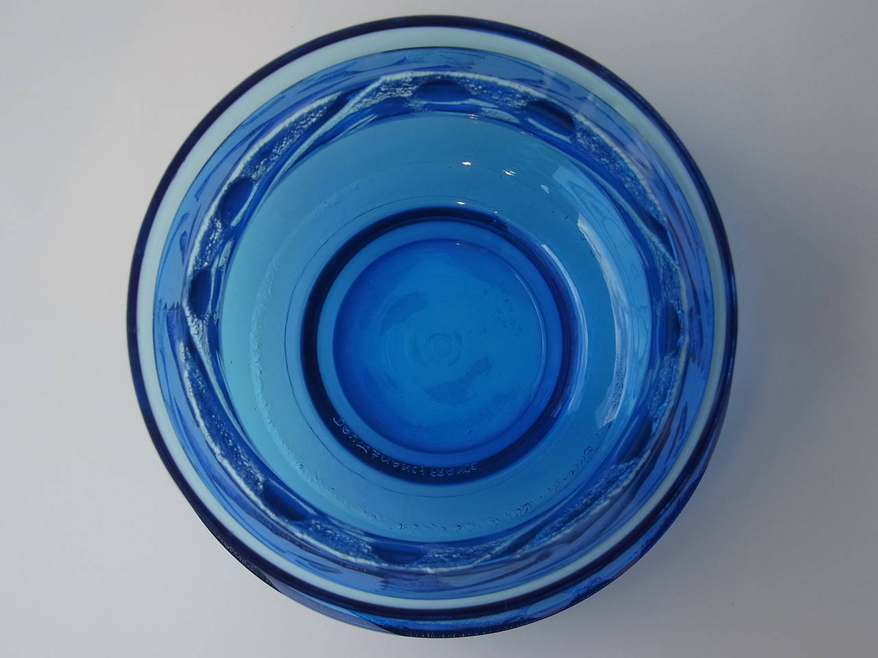 Mid-20th Century Art Deco Bleu Geometric Decor Acid Etched Glass Vase by Daum