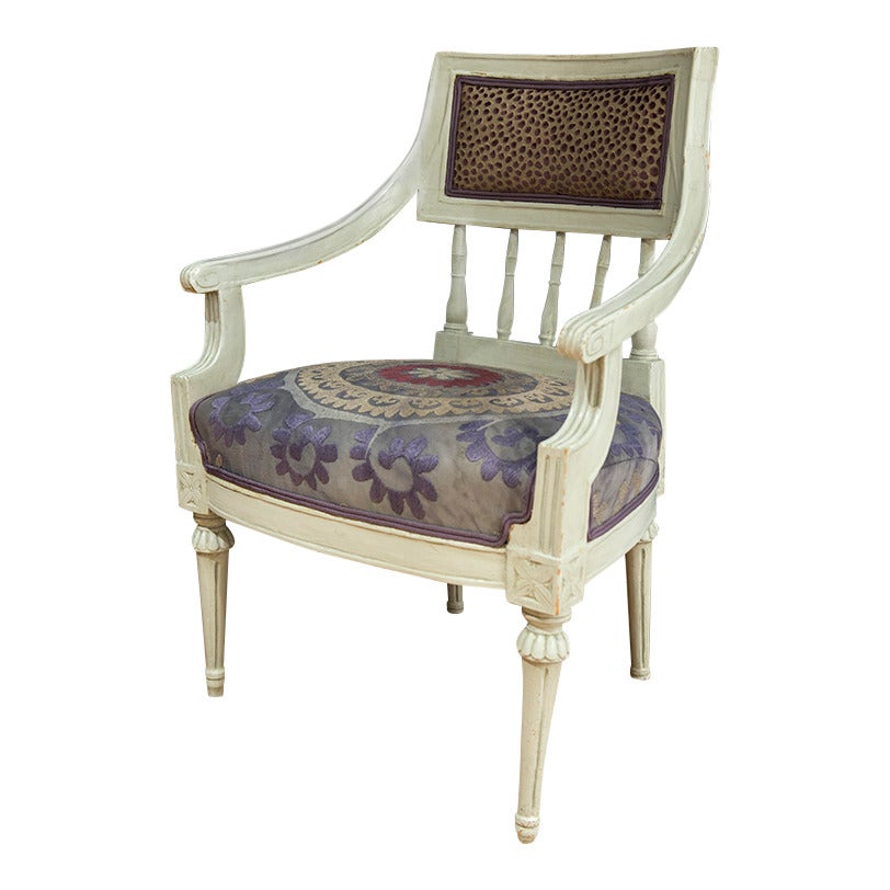 Cotton Gustavian Swedish Chairs, circa 1775-1810 For Sale