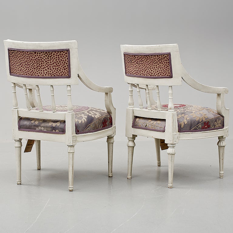 Embroidered Gustavian Swedish Chairs, circa 1775-1810 For Sale