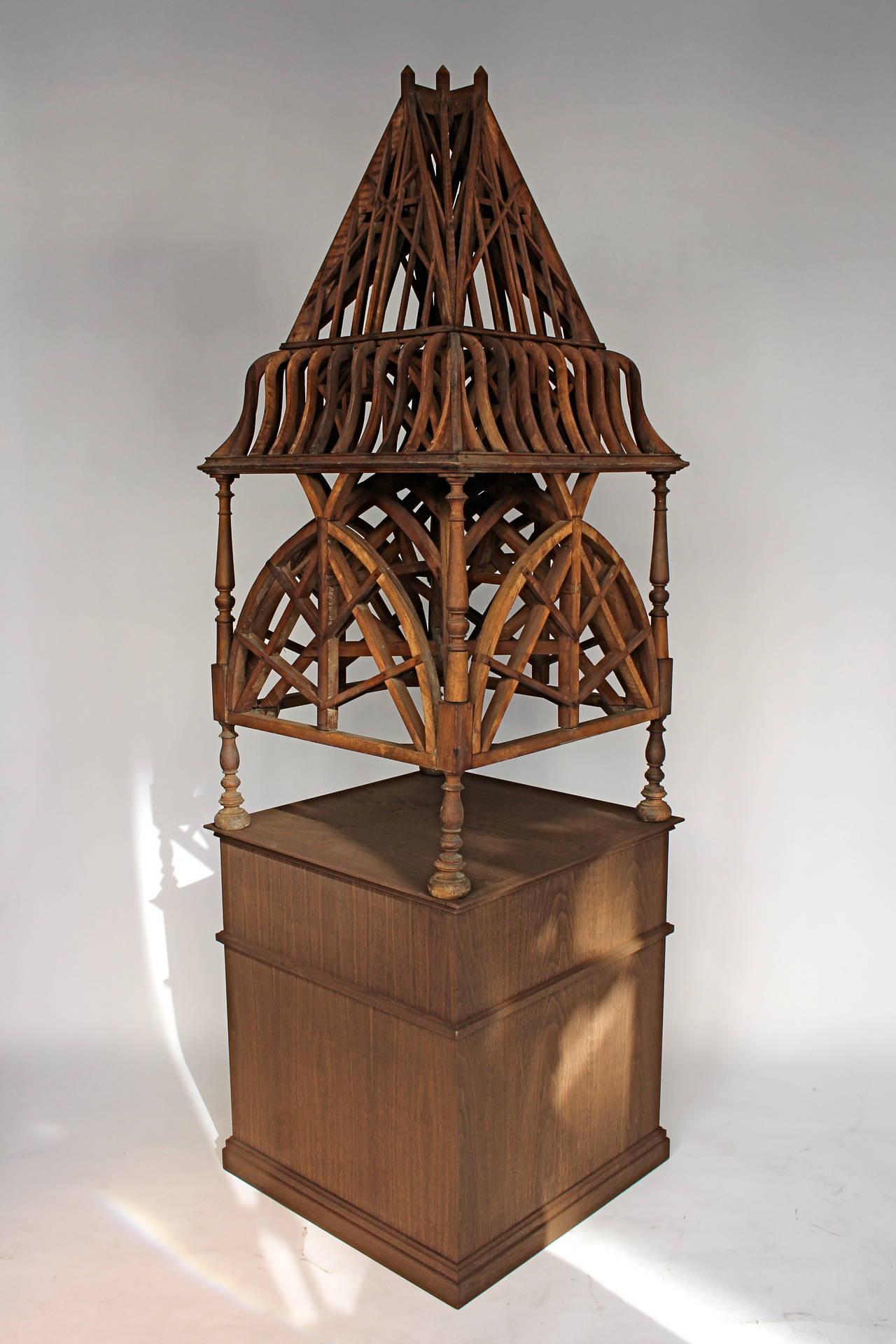 Pièce de maîtrise (master piece) in walnut on a new base,
French, 19th century.
These arts of works where made by the high level of furniture makers to enter the guild of France.