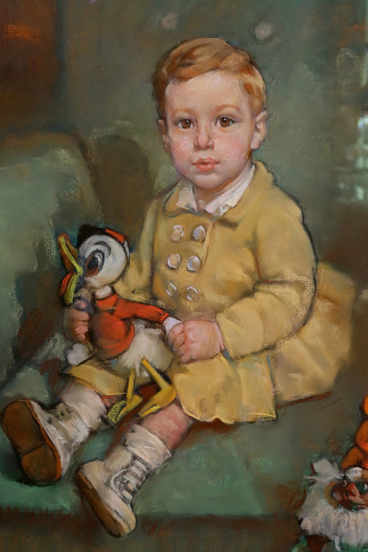 French Little Boy Sitting in the Armchair with his Toys