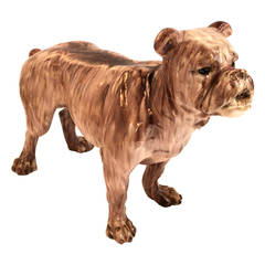 French Life-Size Bulldog in Glazed Terracotta
