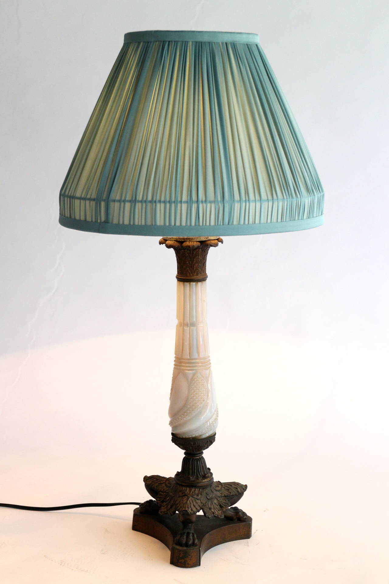 Bronze Empire Style Lamp with Silk Lamp Shade