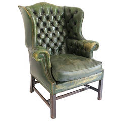 Green Leather Wingchair