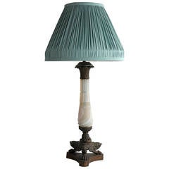 Antique Bronze Empire Style Lamp with Silk Lamp Shade