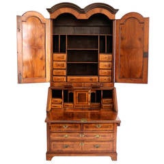 18th Century George III Secretary Bookcase in Walnut with mirrors