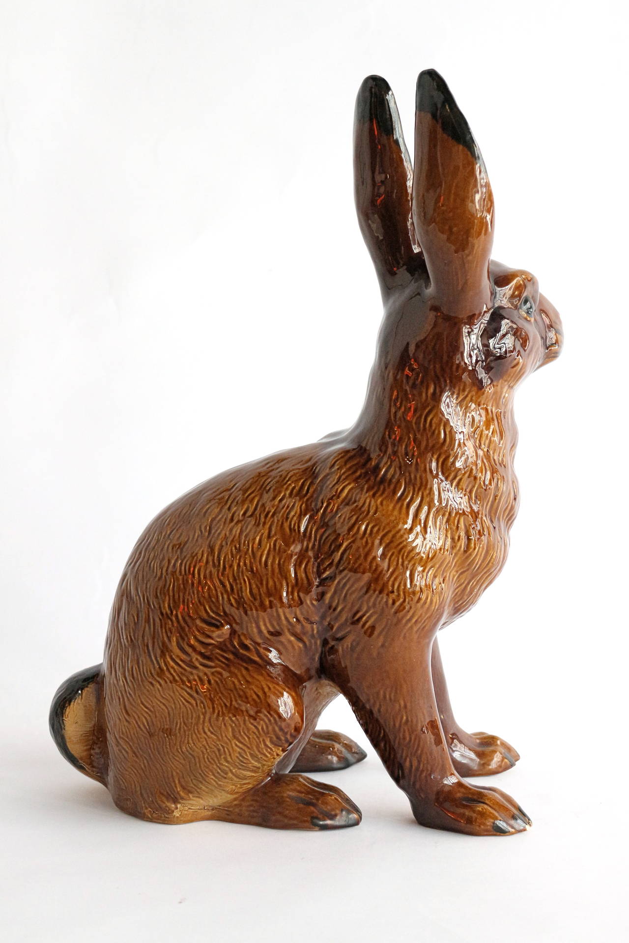 Set of Four Glazed Terracotta Display Animals, Late 19th and Early 20th Century In Good Condition For Sale In Antwerp, BE