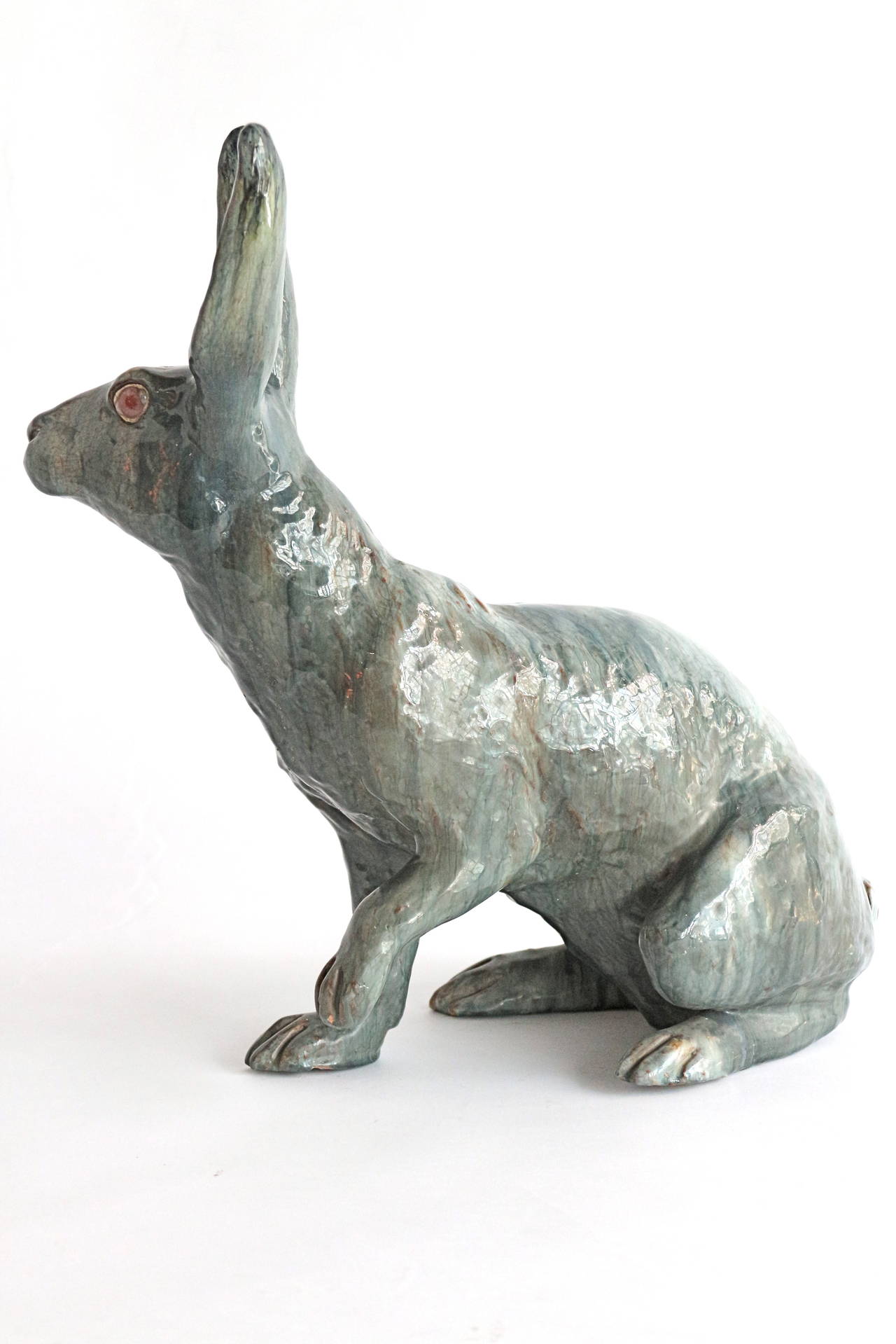 Country Set of Four Glazed Terracotta Display Animals, Late 19th and Early 20th Century For Sale