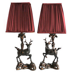 Nice Pair of 1930s Bronze Wall Lamps