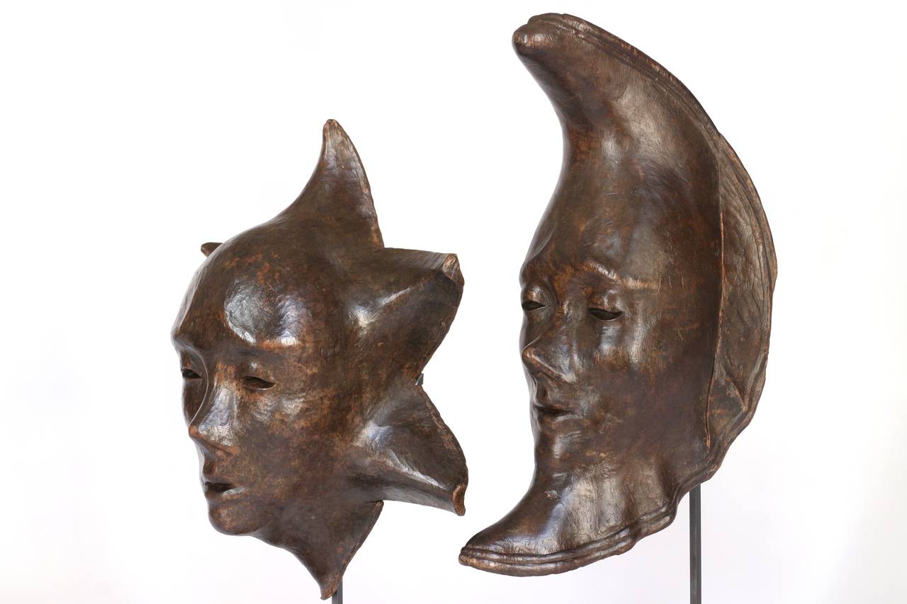 Pair of Late 19th Century Wooden Molds for Creating the Venetian Masks