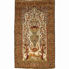 Antique Persian Esfahan Carpet, Vase and Tree of Life Design