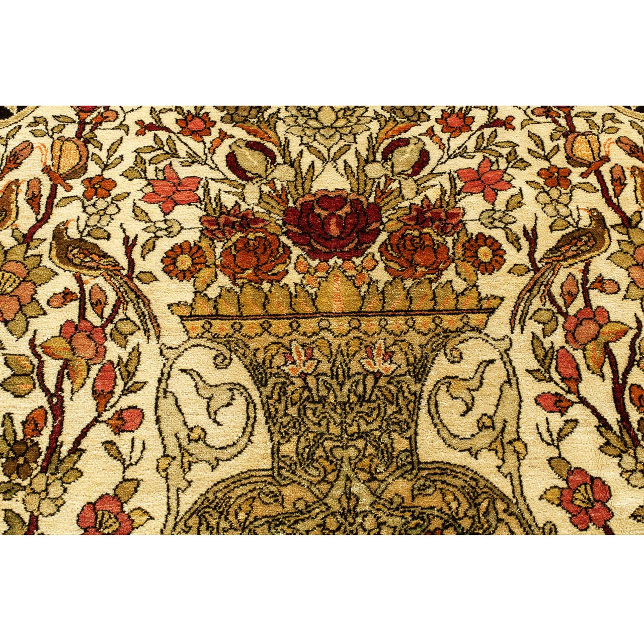 Antique Persian Esfahan Carpet, Vase and Tree of Life Design