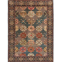 Antique Persian Saruk, Very Finely Woven, Garden Tile Design