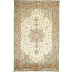 Vintage Fine Persian Tabriz Medallion Carpet, Signed on Both Ends