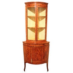 Antique Edwardian Satinwood Corner Cabinet, circa 1905