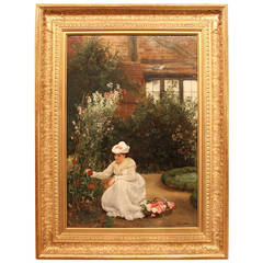 Gathering Roses Henley-on-thames Oil John Haynes Williams Lady House Roses