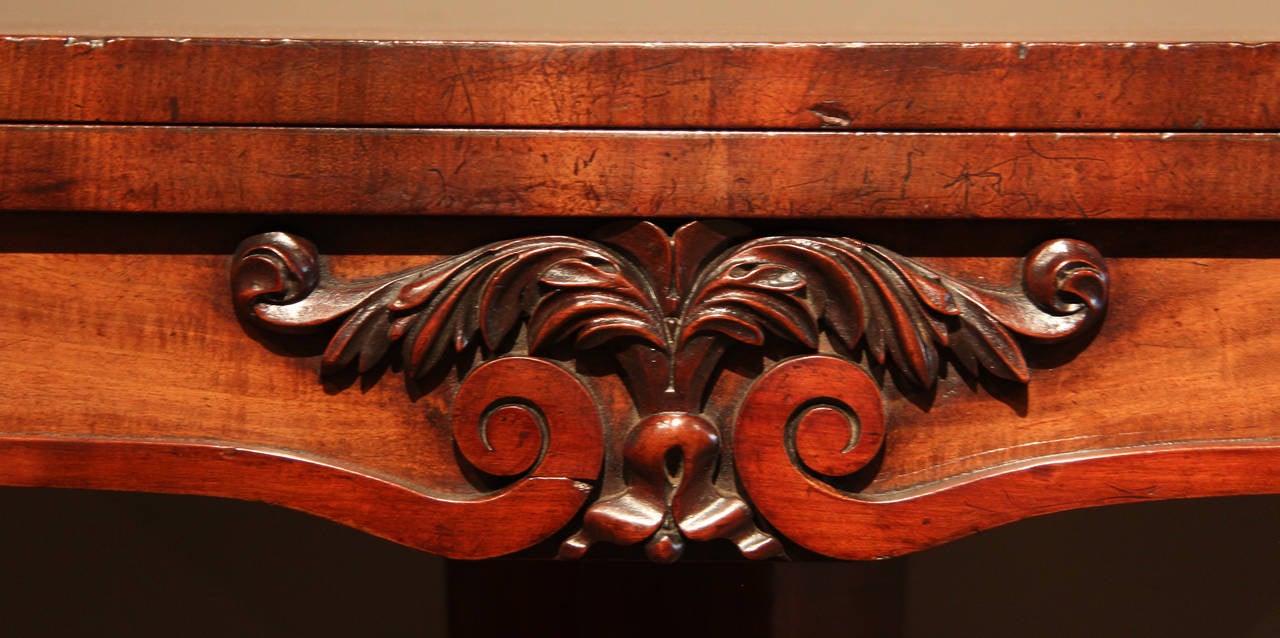 English William IV Mahogany Card Table with Hairy Paw Feet