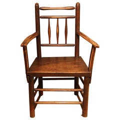 Antique Charming Northern Irish Elm, Ash and Fruitwood Famine Chair, circa 1820