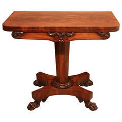 William IV Mahogany Card Table with Hairy Paw Feet