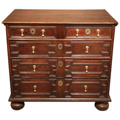 Late 17th Century Oak Geometric Moulded Chest of Drawers, circa 1690