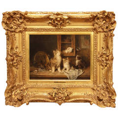 Kittens at Play Oil Painting by Louis-Eugene Lambert