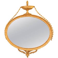 18th Century Wood and Gilt Carved Oval Mirror, circa 1760
