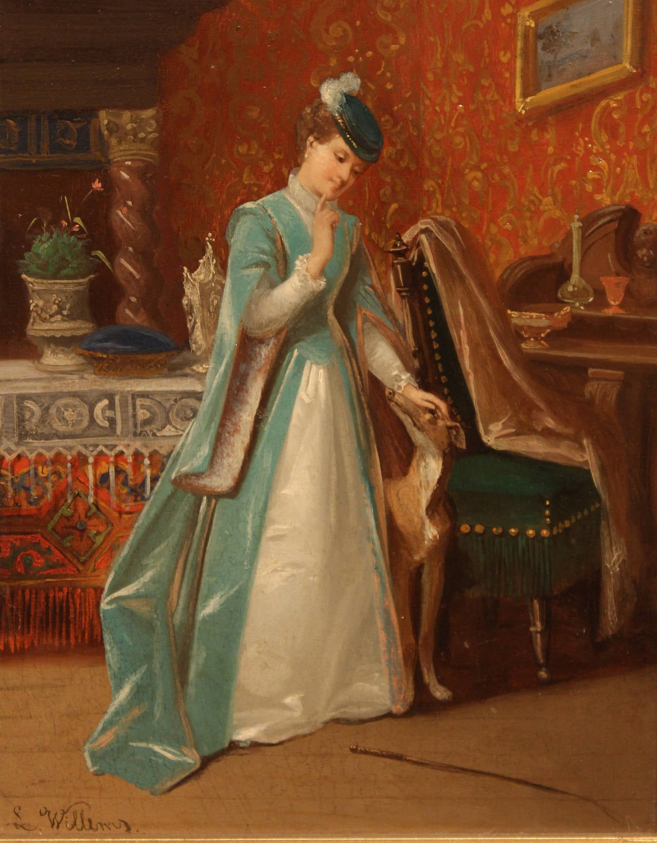 "A Lady of Elegance" Oil Painting by Louis Willems