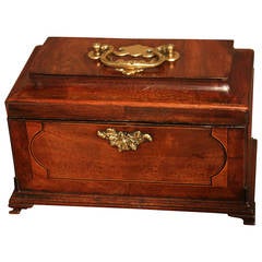 George II Walnut and Feather Banded Tea Caddy