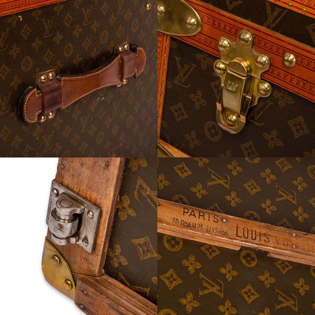 Antique Early 20th Century Louis Vuitton Monogram Haute Courier or Steamer Trunk 6
