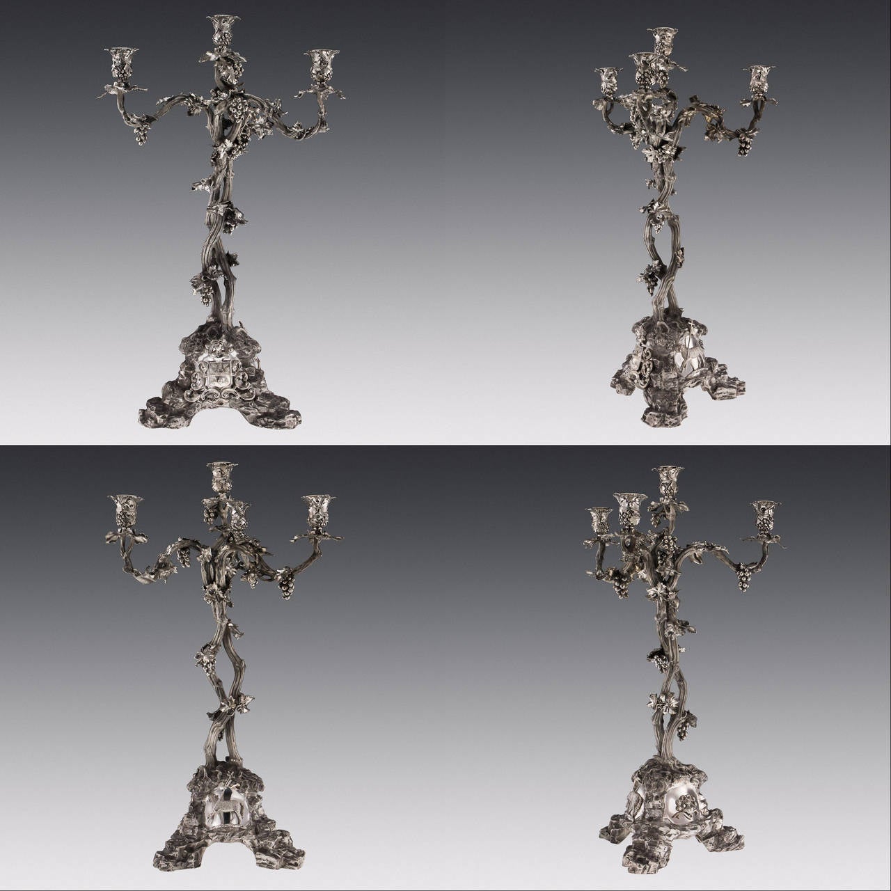Antique Victorian Solid Silver Centerpiece Garniture, Hunt & Roskell In Excellent Condition In Royal Tunbridge Wells, Kent