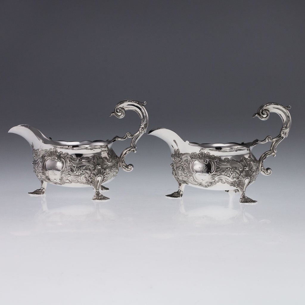 Antique 18th Century Georgian, Solid Silver Pair of Impressive Sauce Boats