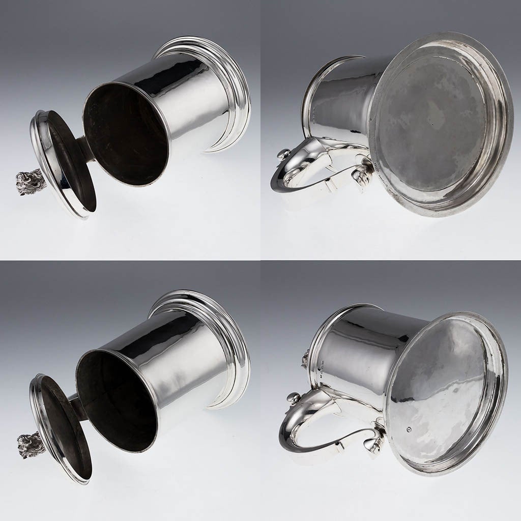 Antique 20th Century Pair of Edwardian, Solid Silver Massive Tankards by Lambert In Excellent Condition In Royal Tunbridge Wells, Kent