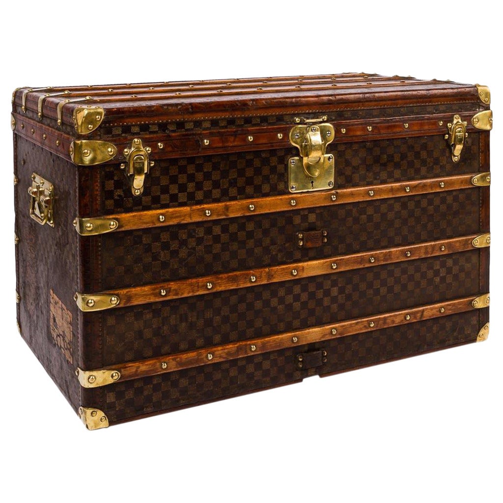 Antique 19th Century Louis Vuitton Damier Pattern Haute Courier or Steamer Trunk at 1stdibs