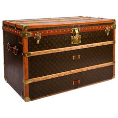 Antique début du 20ème siècle Louis Vuitton Monogram Haute Courier ou Steamer Trunk