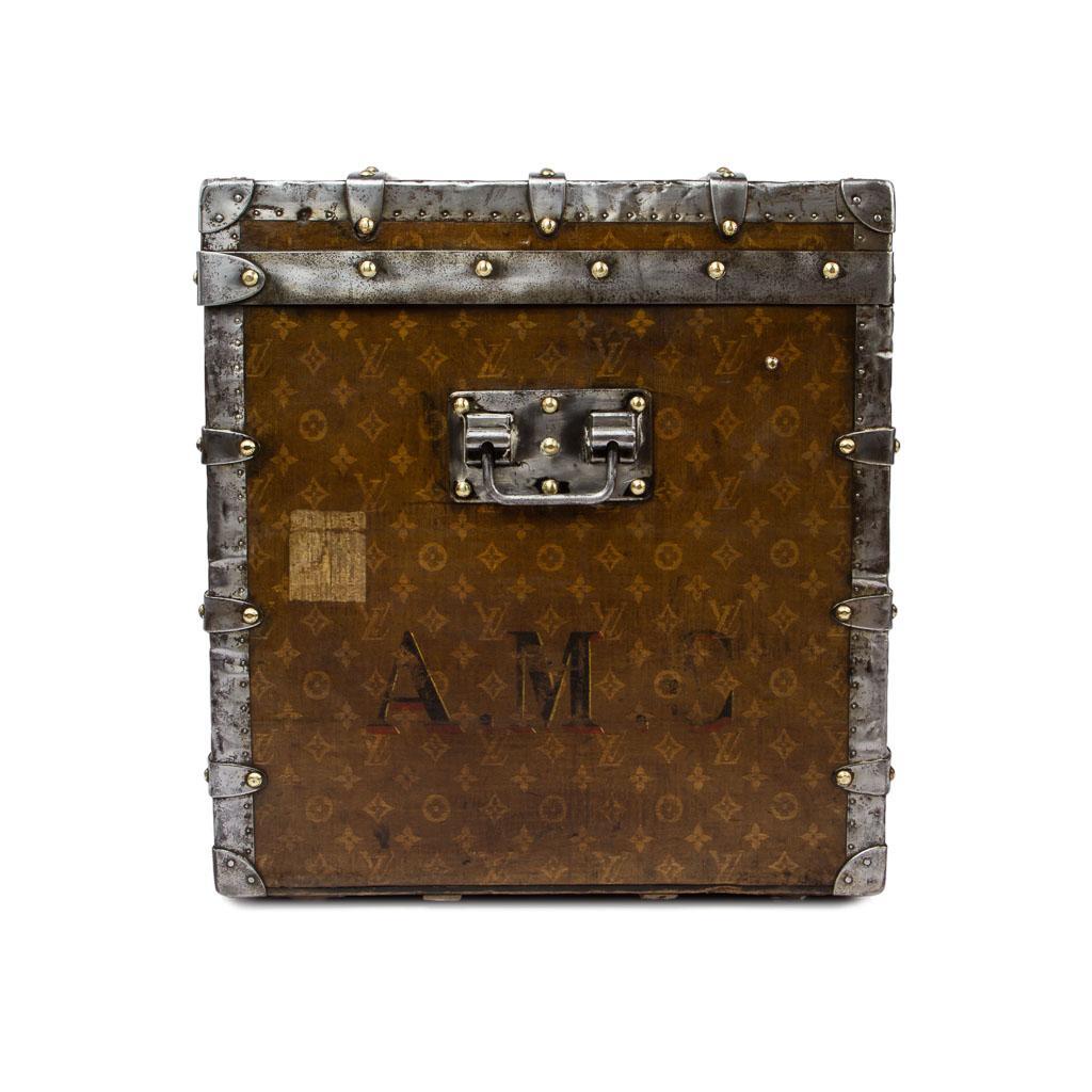 Antique Louis Vuitton Monogram Tissé Canvas Steamer Trunk, circa 1890 In Good Condition In Royal Tunbridge Wells, Kent