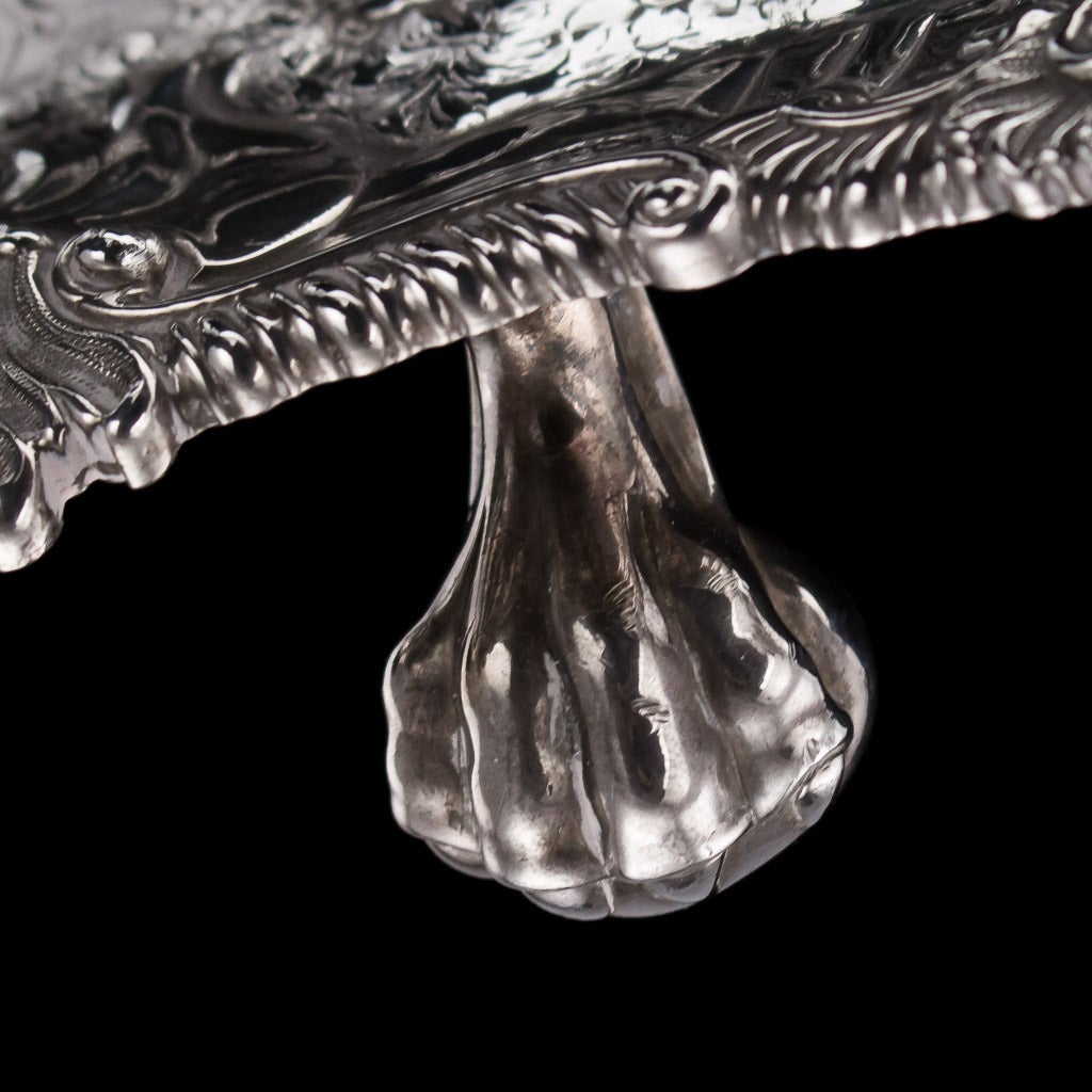 Antique 18th Century Rare Georgian Solid Silver Salver Tray by Ebenezer Coker 2