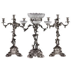 Antique Victorian Solid Silver Centerpiece Garniture, Hunt & Roskell